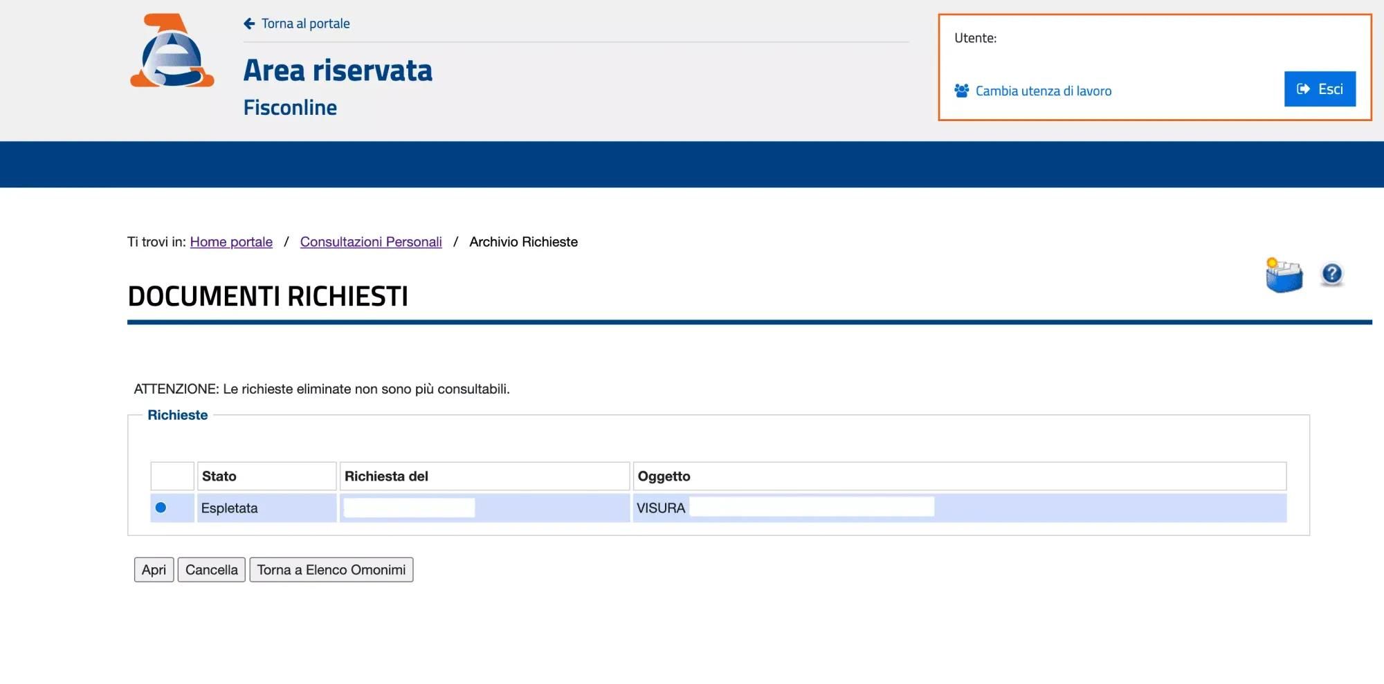 Documenti richiesti