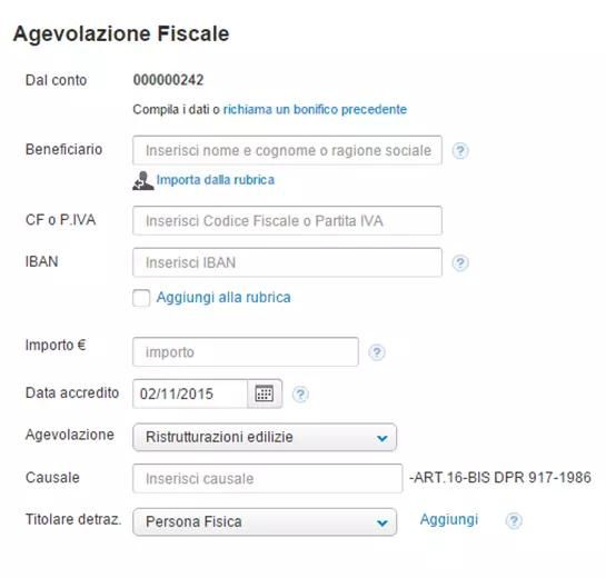 Bonifico Parlante - Richiesta