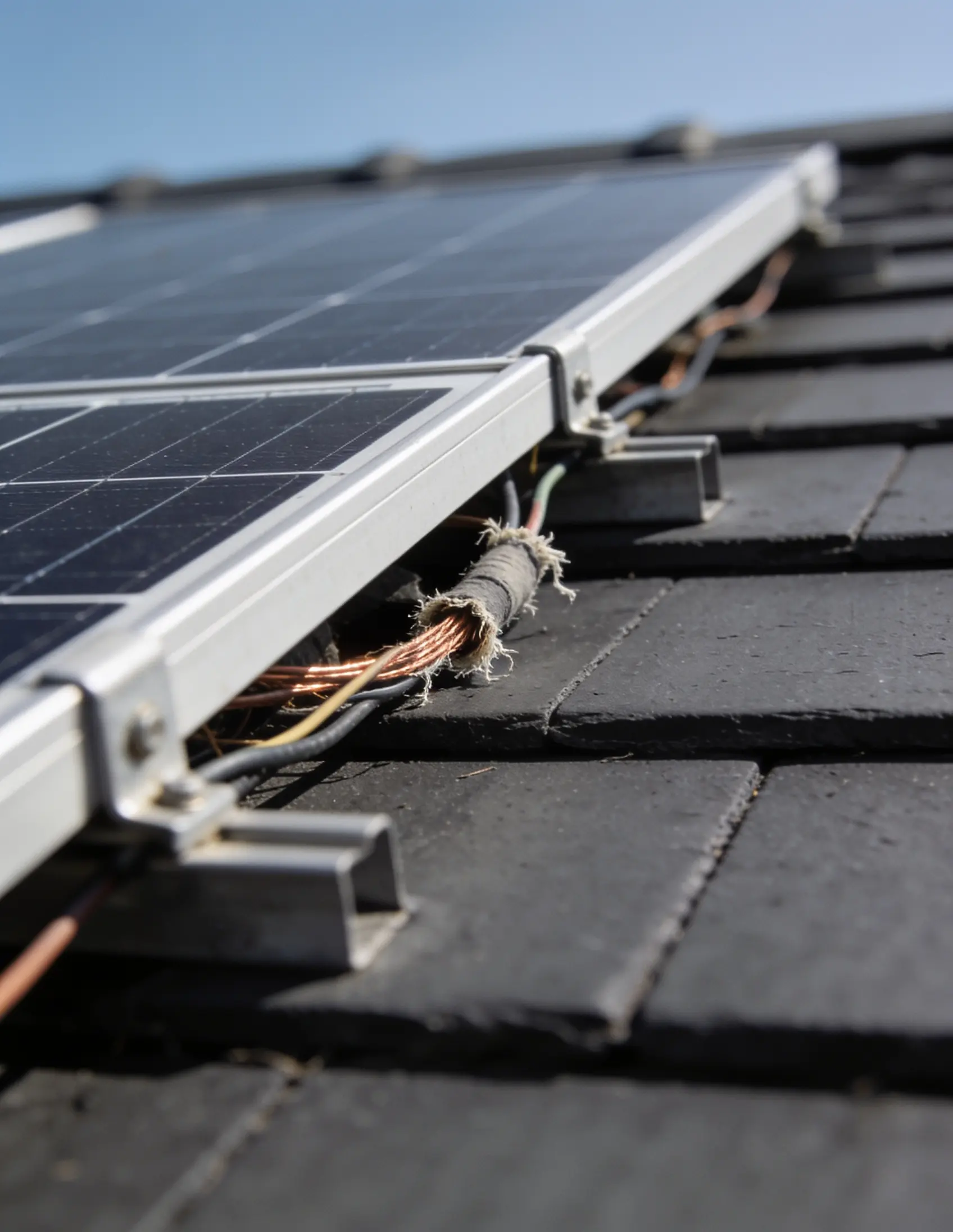 Riparazione di un pannello solare su un tetto